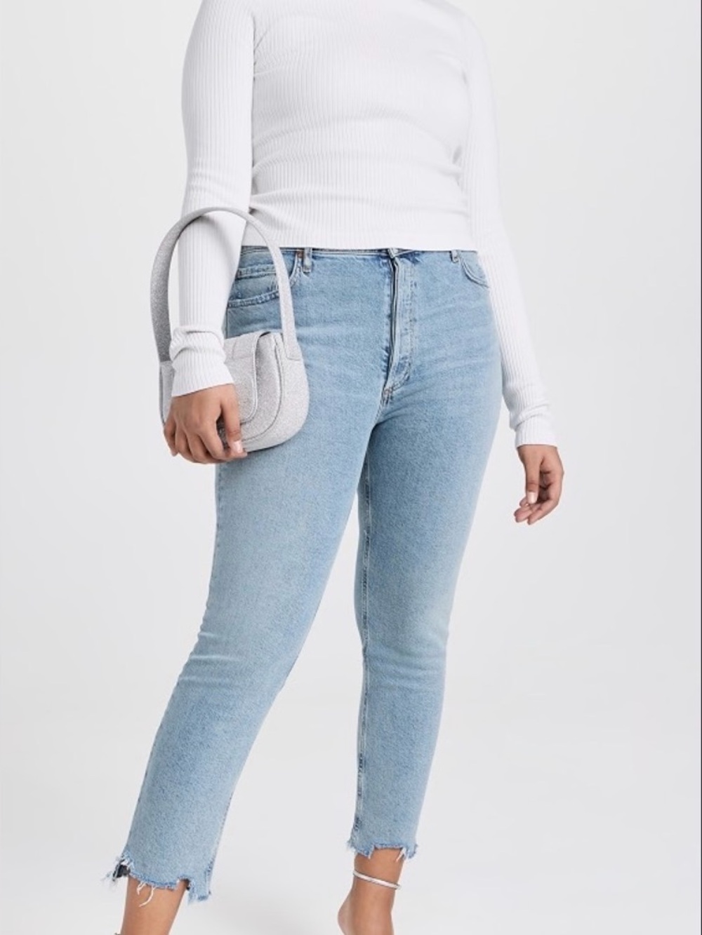 NWT AGOLDE Nico High Rise Slim Fit Organic Denim Jeans Light Wash 34